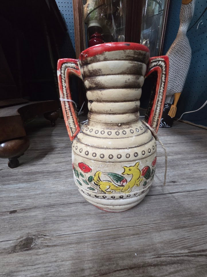 Vintage Hand Painted Pottery Vase