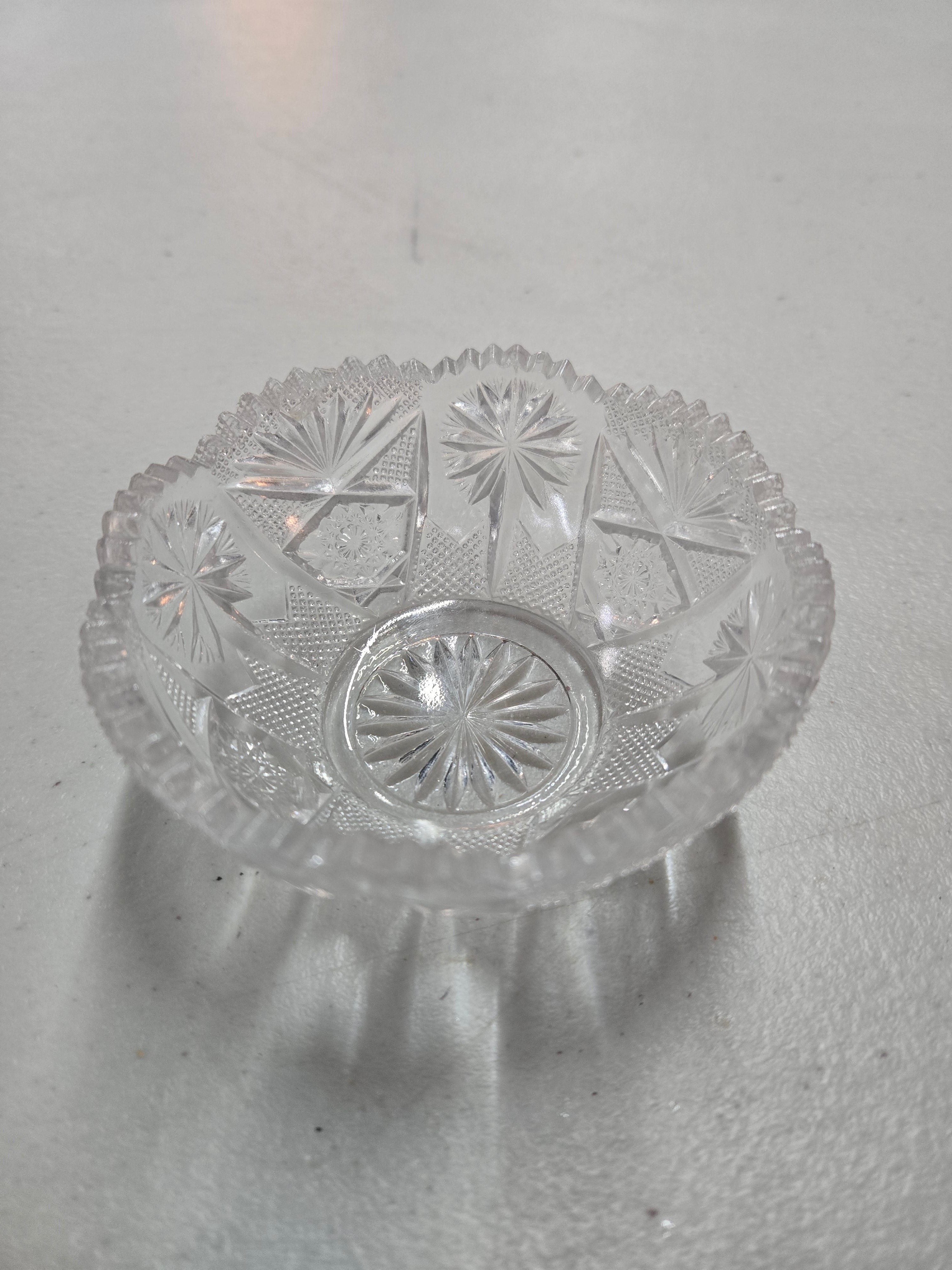 Vintage clear pressed glass candy bowl