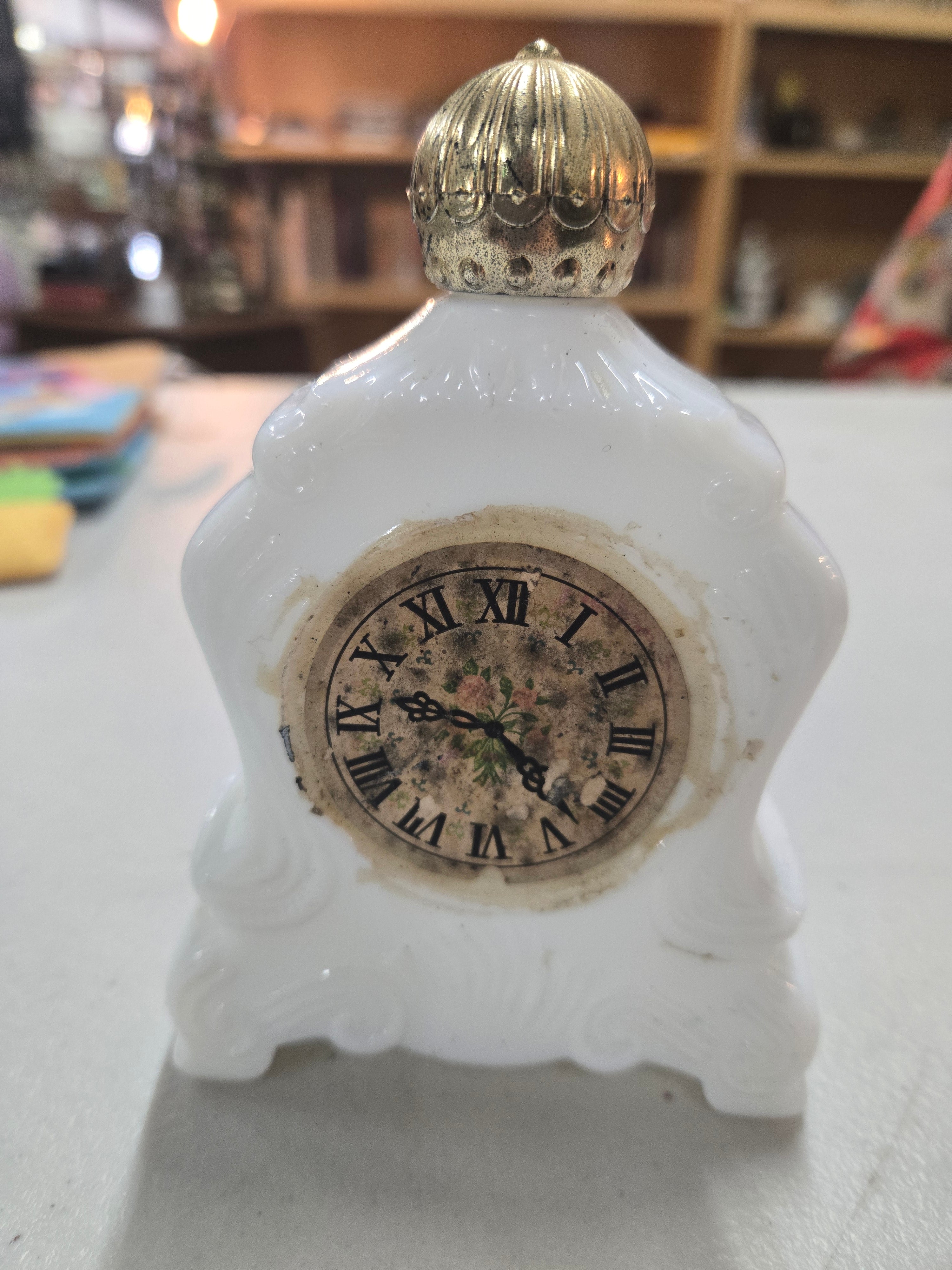 Vintage avon white milk clock bottle